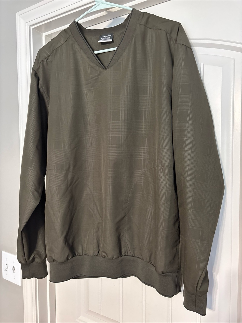 Men's Nike Golf brown plaid V-Neck Pullover jacket medium